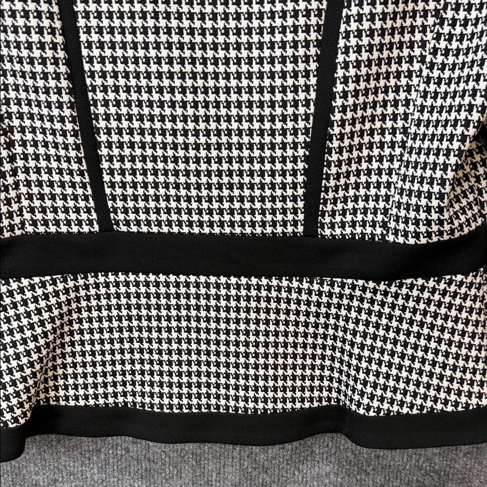 Calvin Klein Black and White Houndstooth Collarless Zip Jacket - Picture 11 of 12